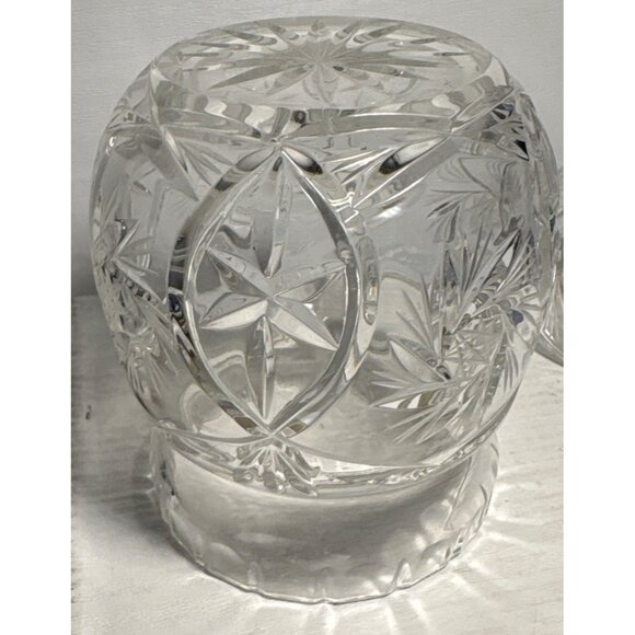 Bohemian Crystal Creamer & Lidded Sugar Dish Pinwheel Starburst Stunning Vintage - Picture 14 of 16
